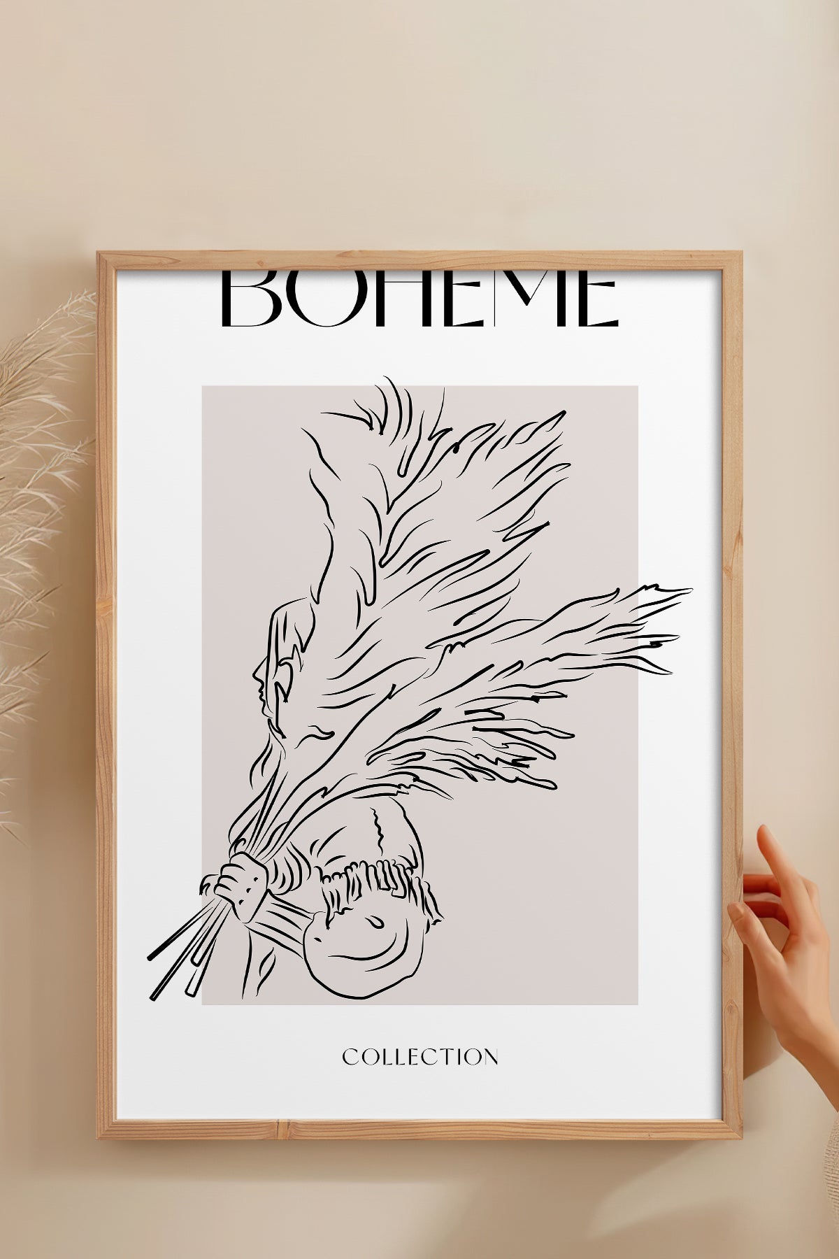 HOMEPACK Ahşap Çerçeveli Tablo Çerçeveli Poster Sanatsal Modern Duvar Dekoru BOHEMIAN-26