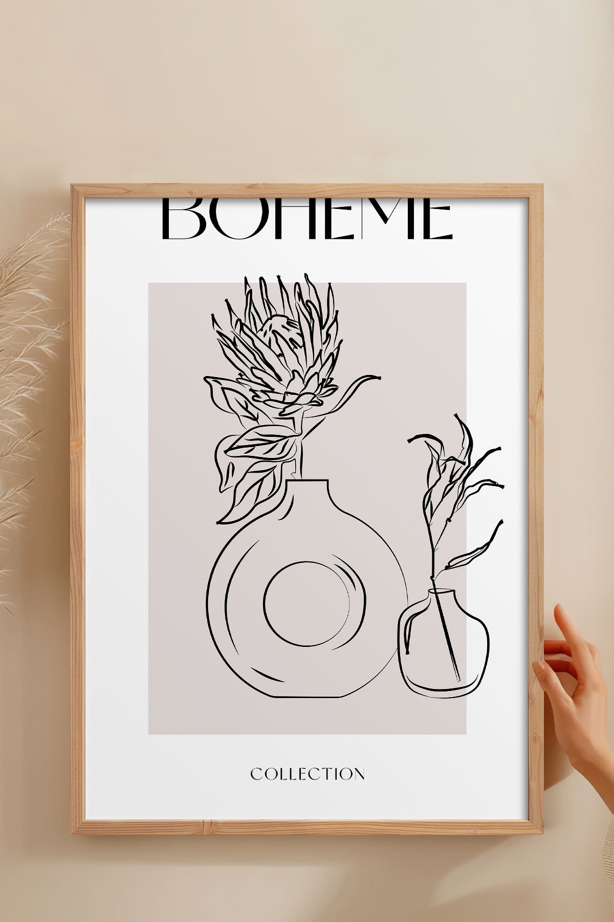 HOMEPACK Ahşap Çerçeveli Tablo Çerçeveli Poster Sanatsal Modern Duvar Dekoru BOHEMIAN-28