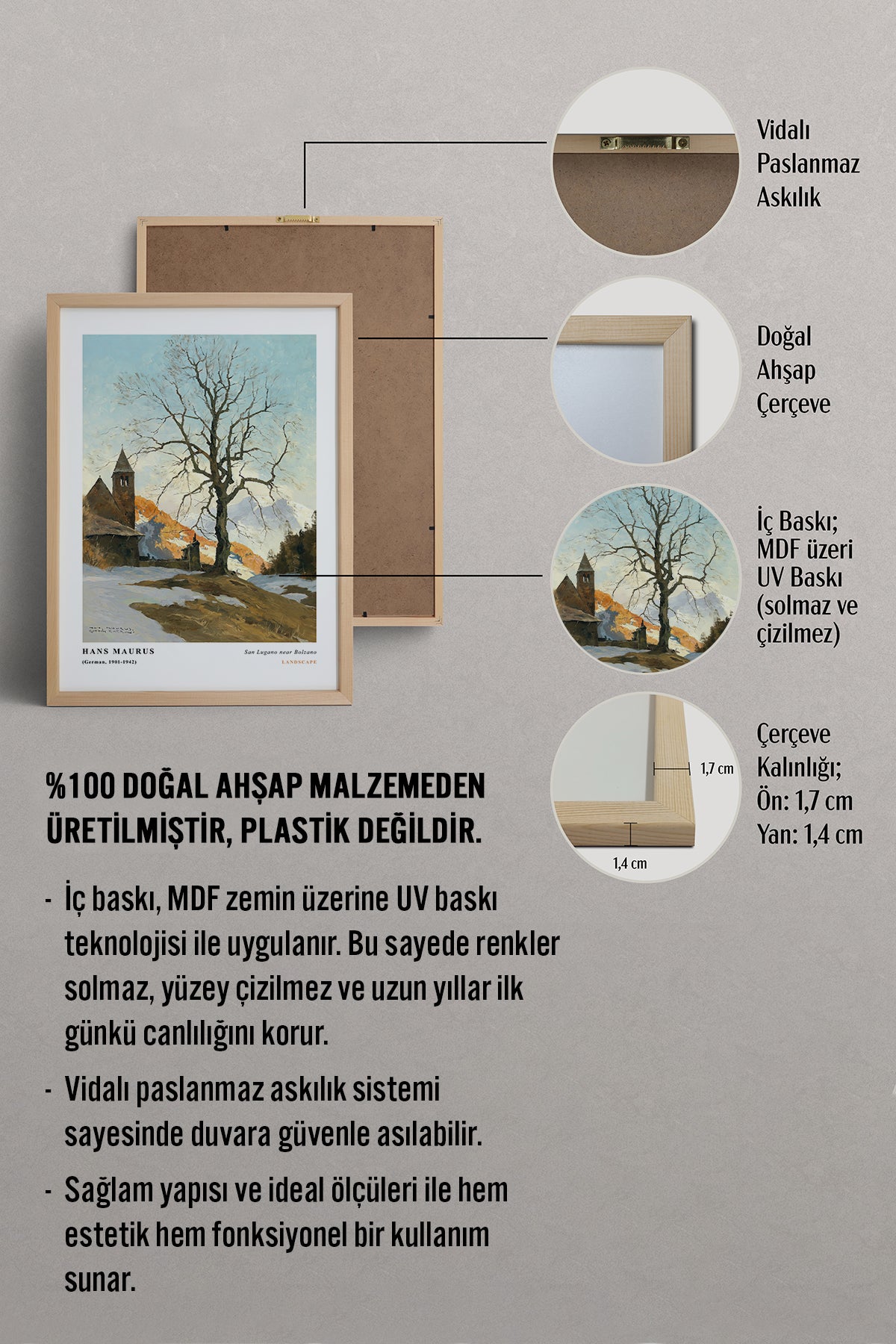 HOMEPACK Ahşap Çerçeveli Tablo Çerçeveli Poster Sanatsal Modern Duvar Dekoru CLS-02
