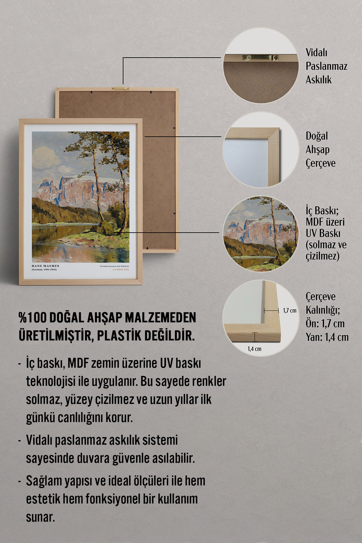 HOMEPACK Ahşap Çerçeveli Tablo Çerçeveli Poster Sanatsal Modern Duvar Dekoru CLS-04