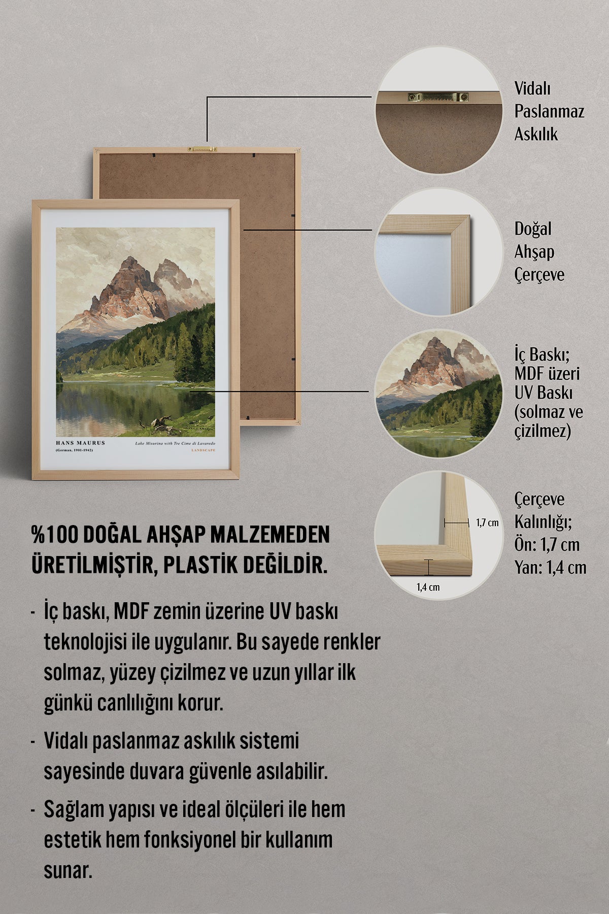 HOMEPACK Ahşap Çerçeveli Tablo Çerçeveli Poster Sanatsal Modern Duvar Dekoru CLS-05