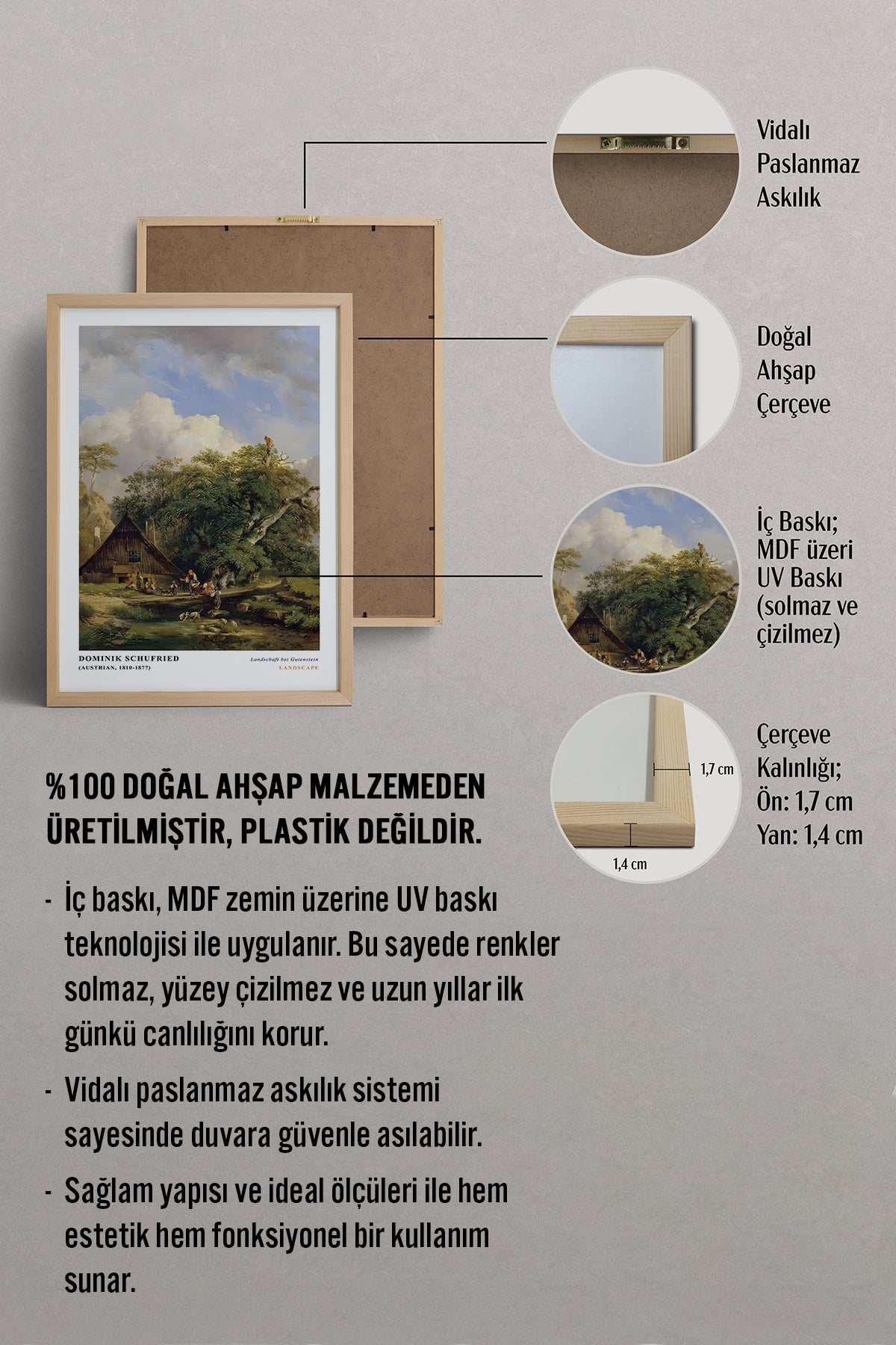 HOMEPACK Ahşap Çerçeveli Tablo Çerçeveli Poster Sanatsal Modern Duvar Dekoru CLS-06
