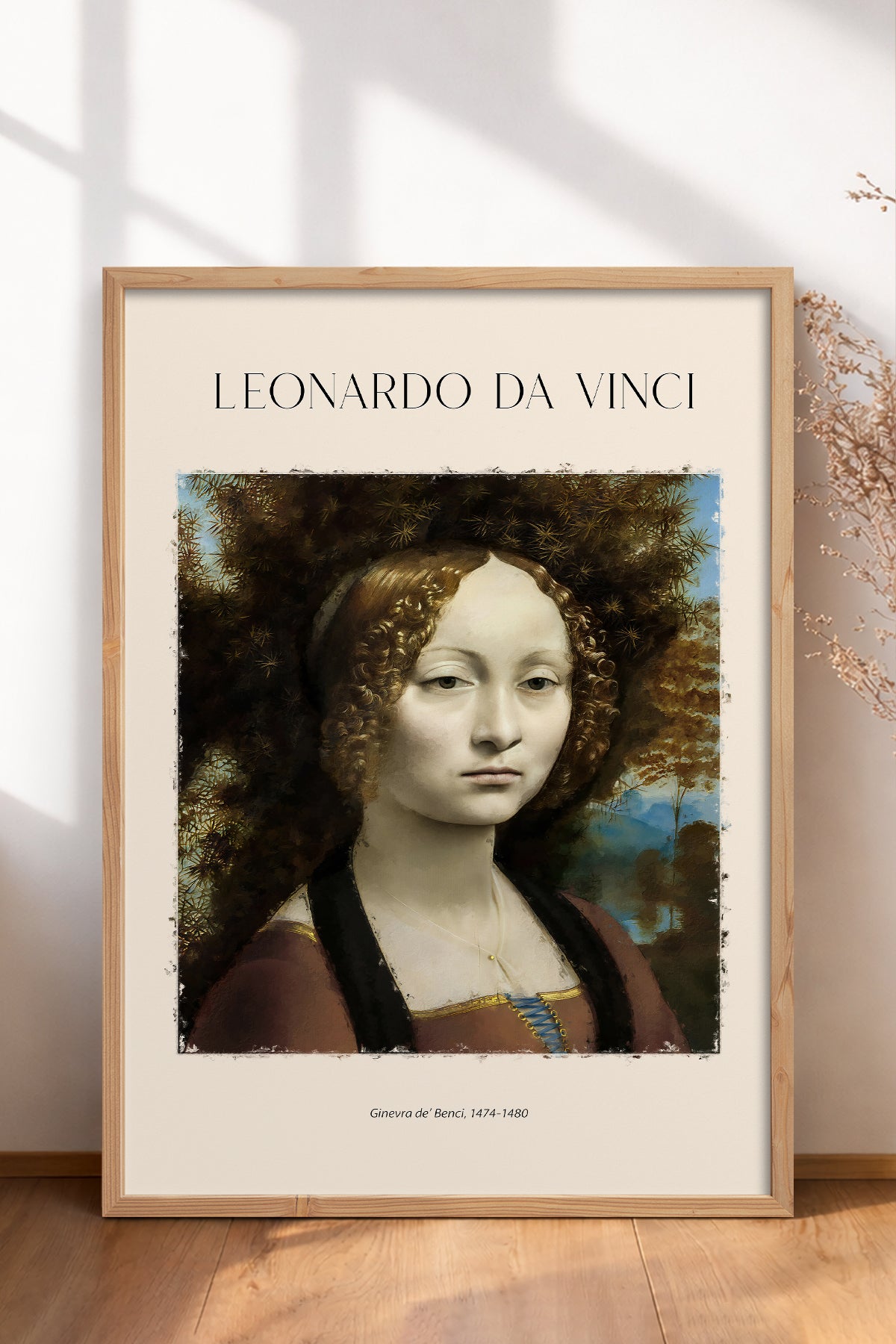 HOMEPACK Ahşap Çerçeveli Tablo Çerçeveli Poster Sanatsal Modern Duvar Dekoru DAVINCI-03