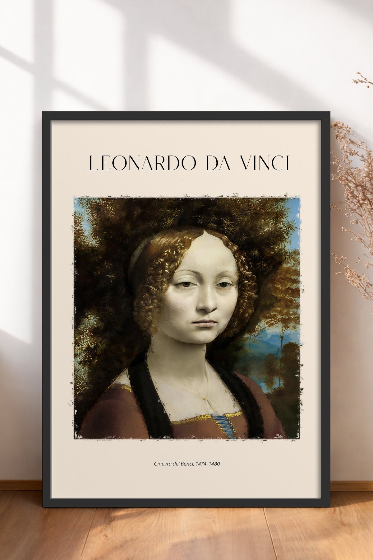 HOMEPACK Ahşap Çerçeveli Tablo Çerçeveli Poster Sanatsal Modern Duvar Dekoru DAVINCI-03
