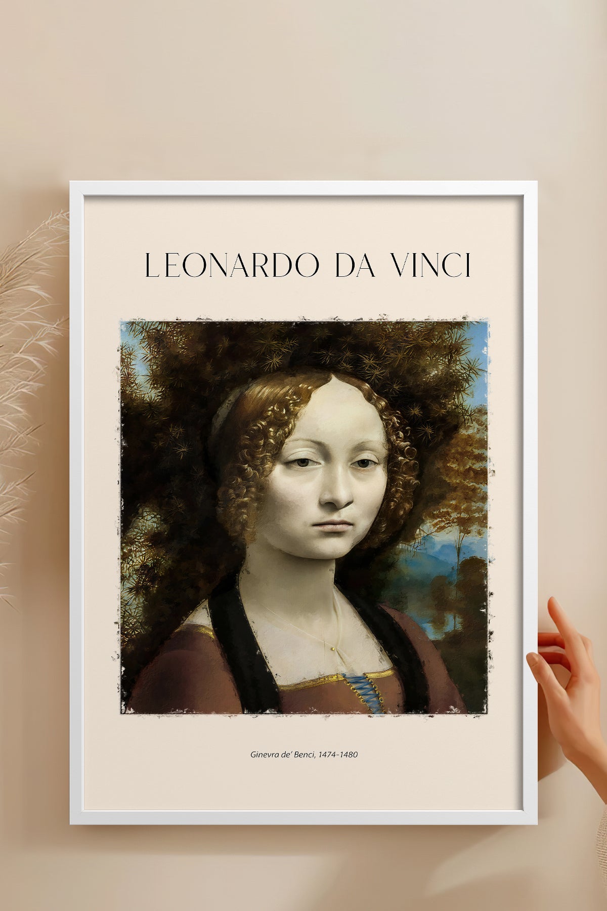 HOMEPACK Ahşap Çerçeveli Tablo Çerçeveli Poster Sanatsal Modern Duvar Dekoru DAVINCI-03