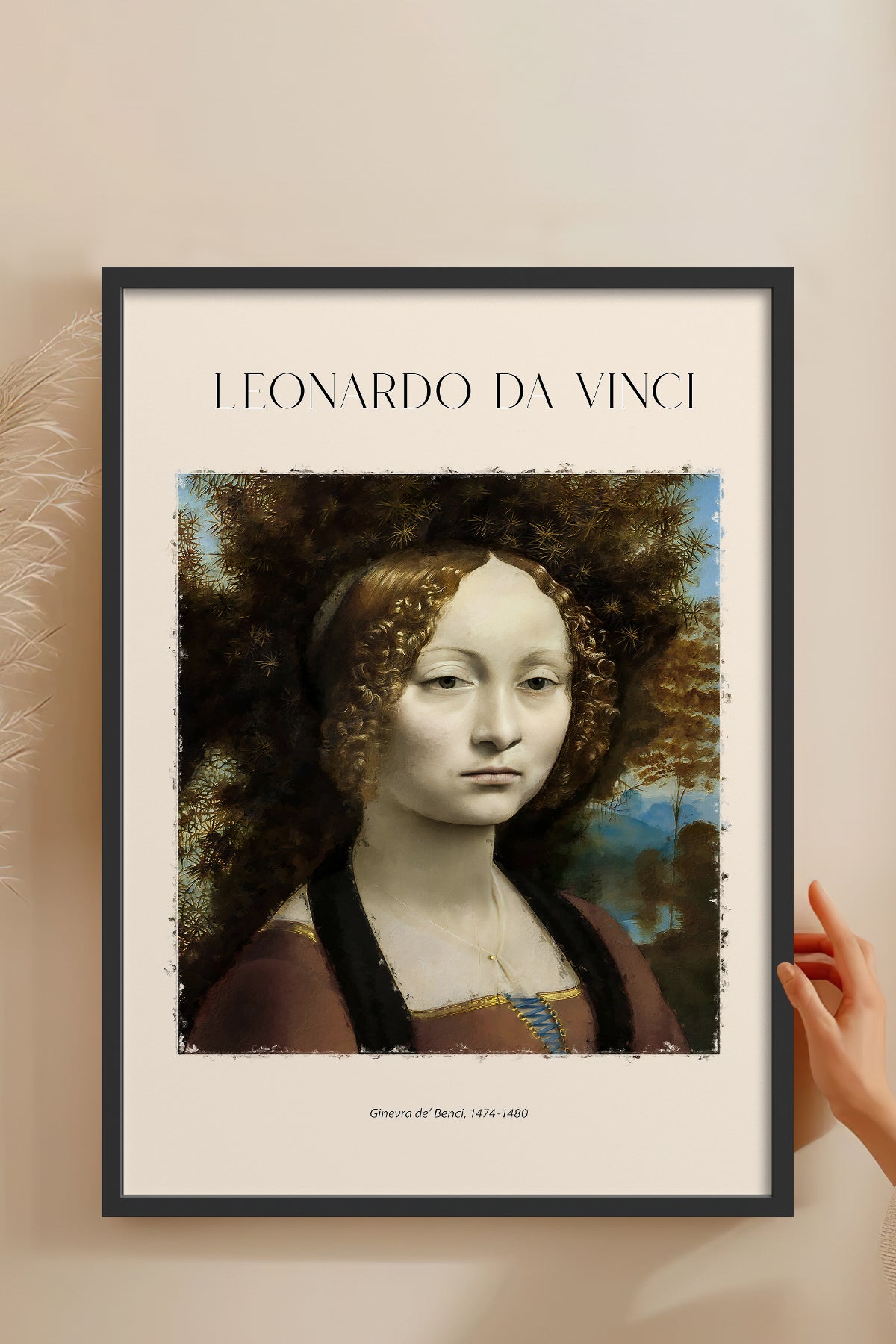 HOMEPACK Ahşap Çerçeveli Tablo Çerçeveli Poster Sanatsal Modern Duvar Dekoru DAVINCI-03