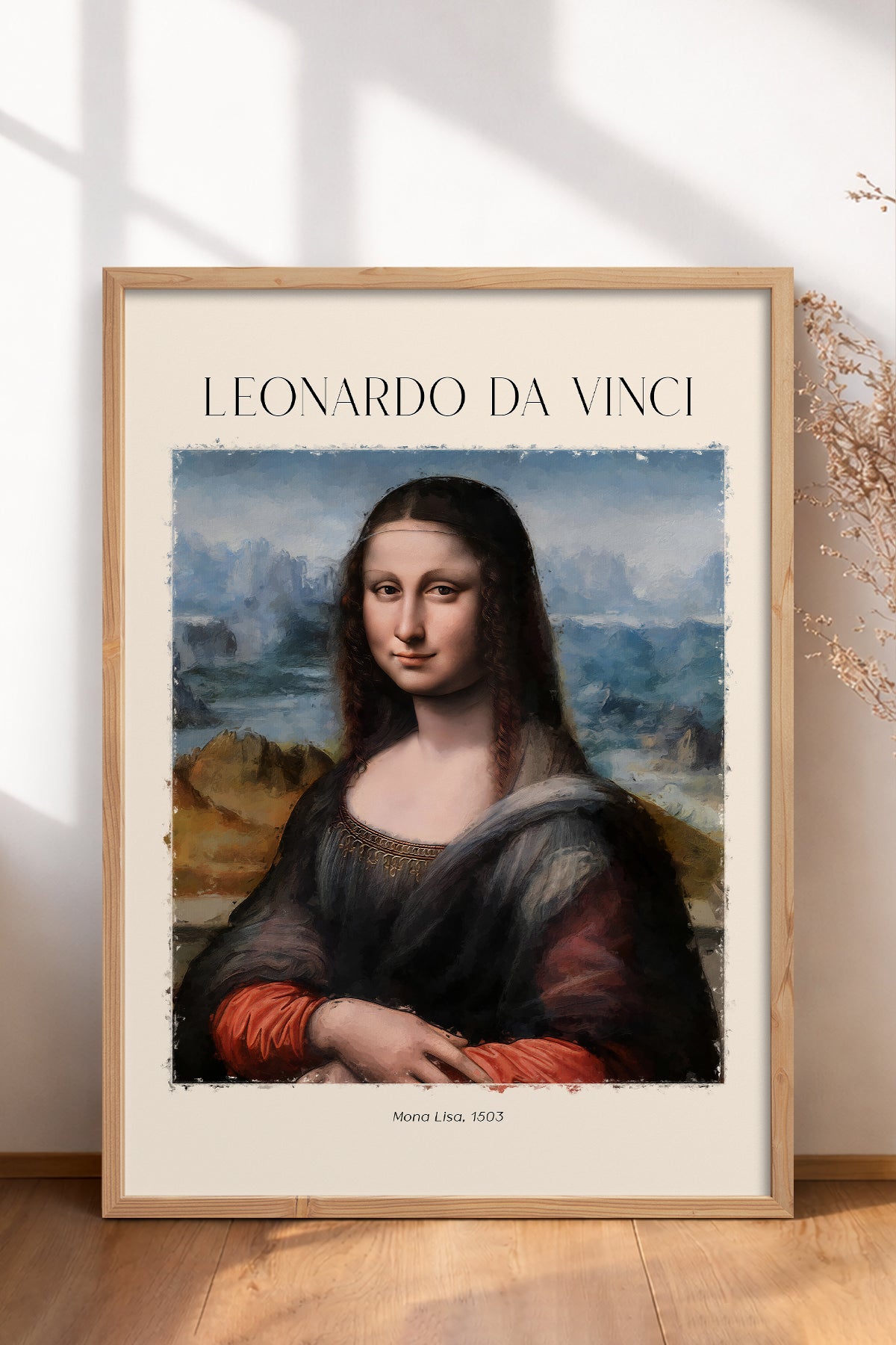 HOMEPACK Ahşap Çerçeveli Tablo Çerçeveli Poster Sanatsal Modern Duvar Dekoru DAVINCI-05