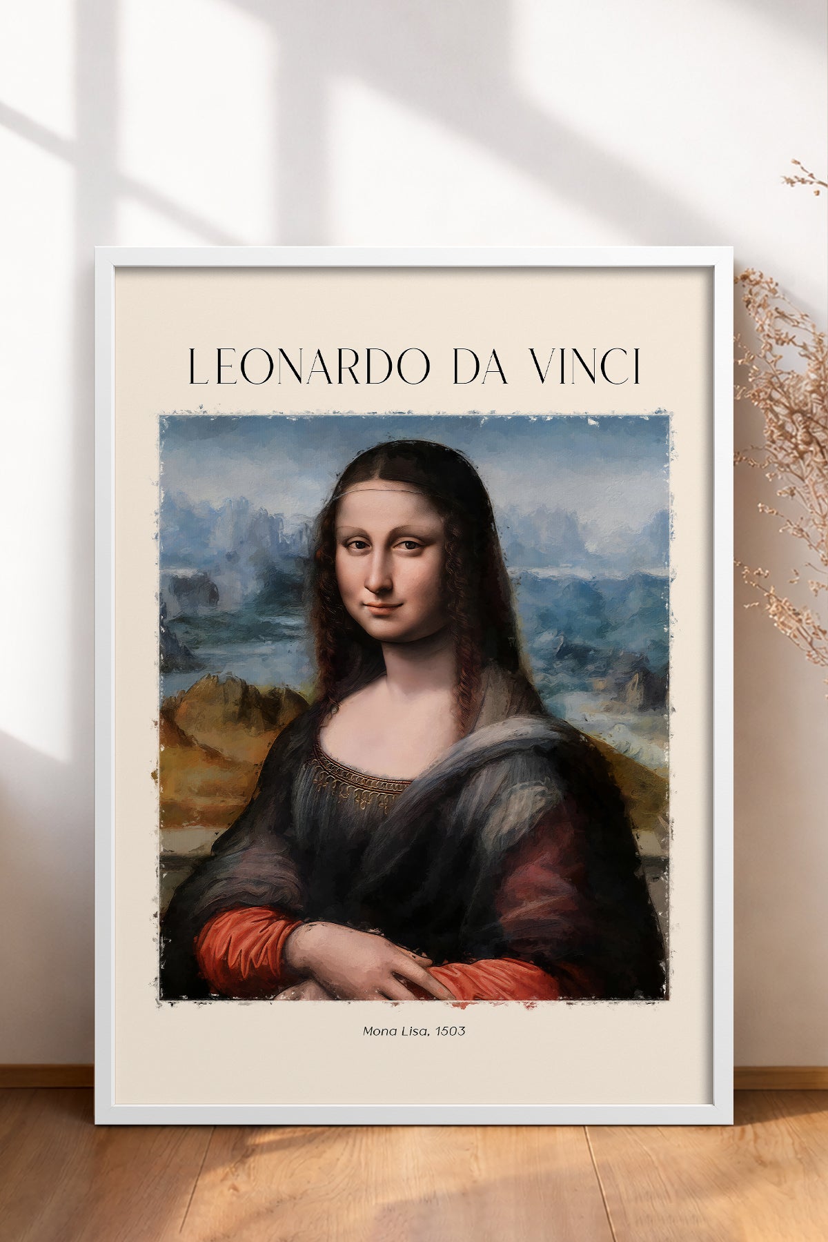 HOMEPACK Ahşap Çerçeveli Tablo Çerçeveli Poster Sanatsal Modern Duvar Dekoru DAVINCI-05