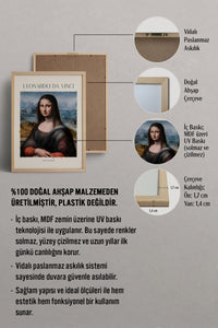 HOMEPACK Ahşap Çerçeveli Tablo Çerçeveli Poster Sanatsal Modern Duvar Dekoru DAVINCI-05