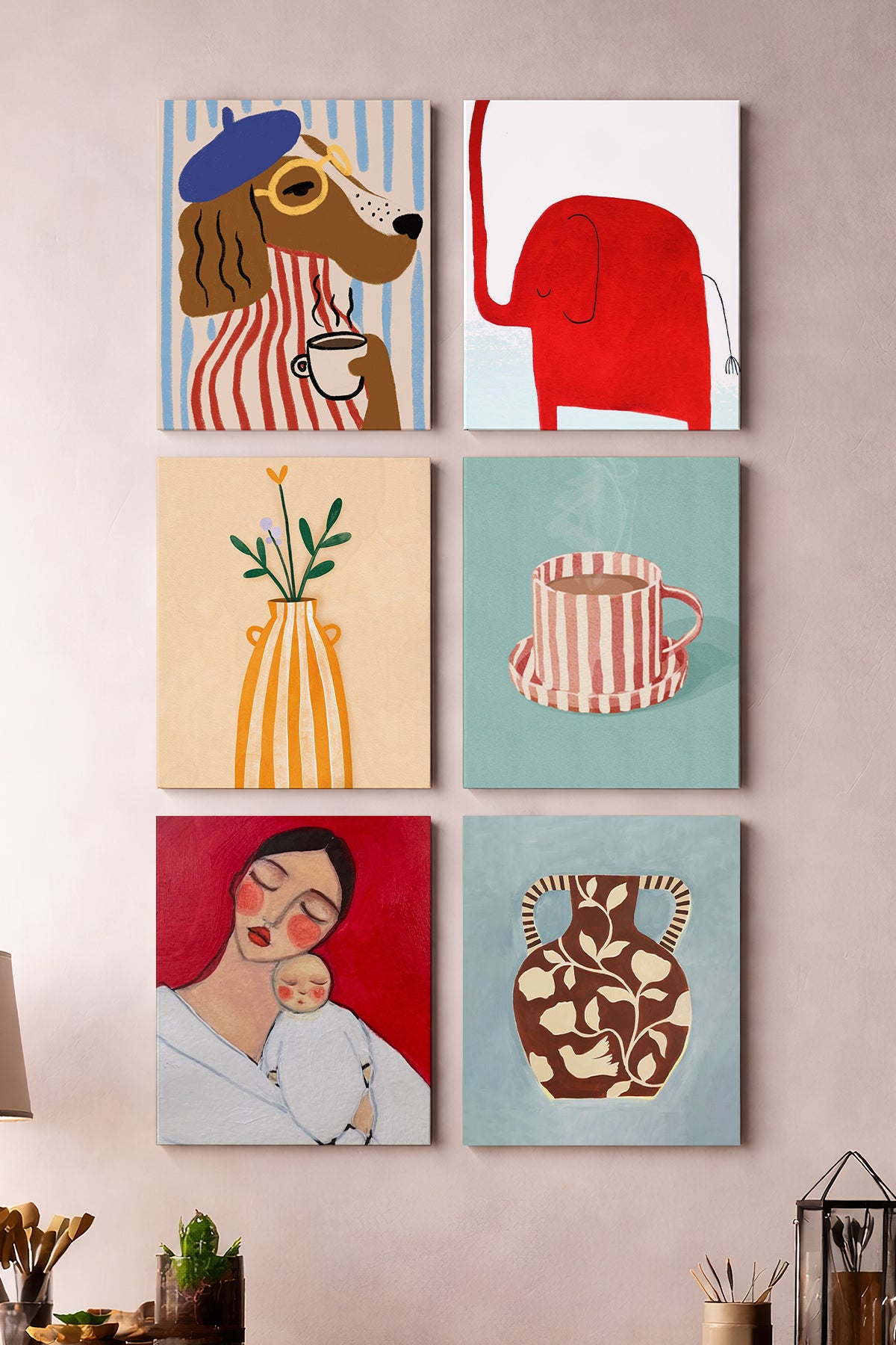 Nordik Neşe 6'lı Kanvas Tablo Seti – 15x21 cm