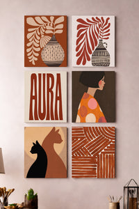 Aura Bohem 6'lı Kanvas Tablo Seti – 15x21 cm