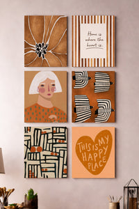 Happy Place 6'lı Kanvas Tablo Seti – 15x21 cm