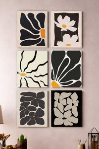 Monochrome Bloom 6'lı Kanvas Tablo Seti – 15x21 cm