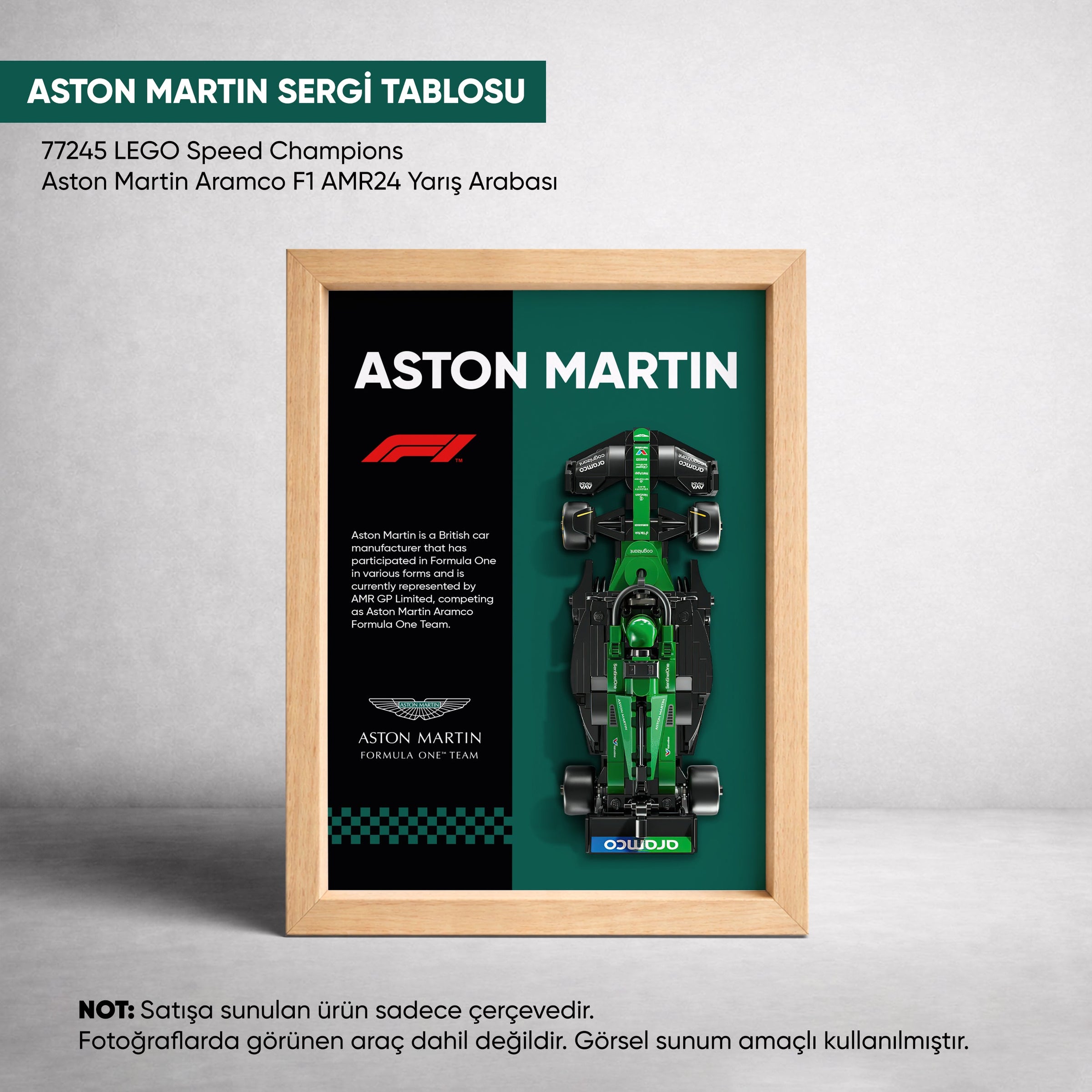 Aston Martin F1 LEGO Sergi Çerçevesi – Speed Champions AMR24 (77245) Uyumlu