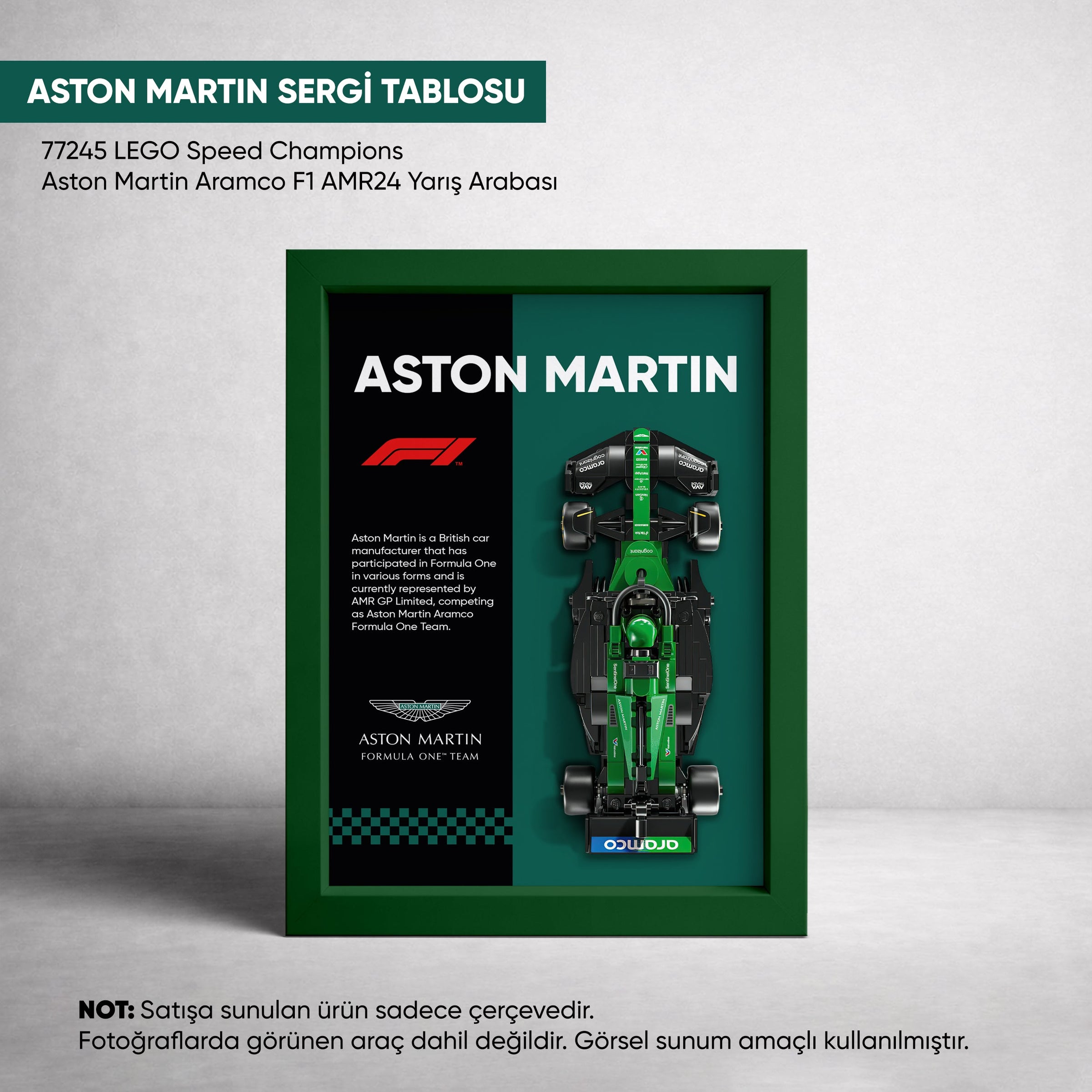 Aston Martin F1 LEGO Sergi Çerçevesi – Speed Champions AMR24 (77245) Uyumlu