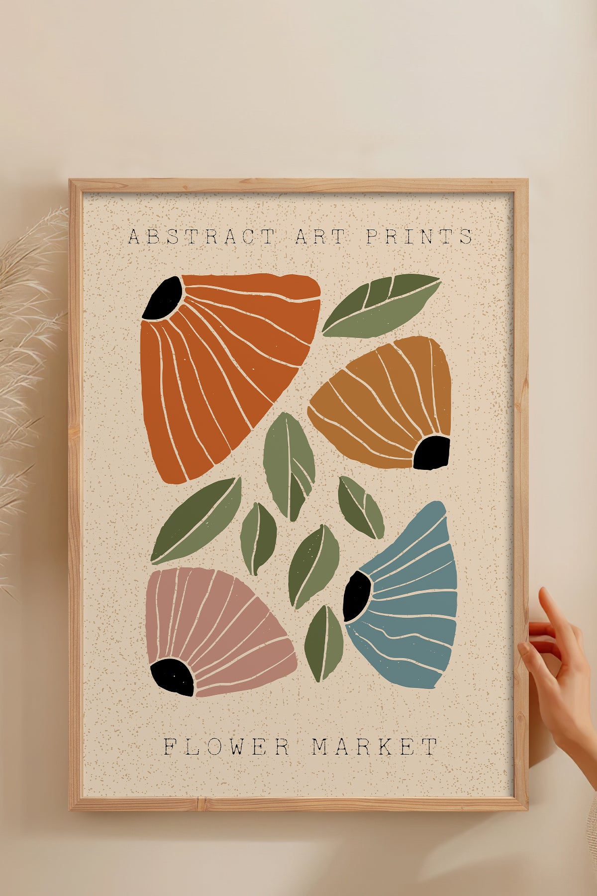 HOMEPACK Ahşap Çerçeveli Tablo Çerçeveli Poster Sanatsal Modern Duvar Dekoru FLOWER-01