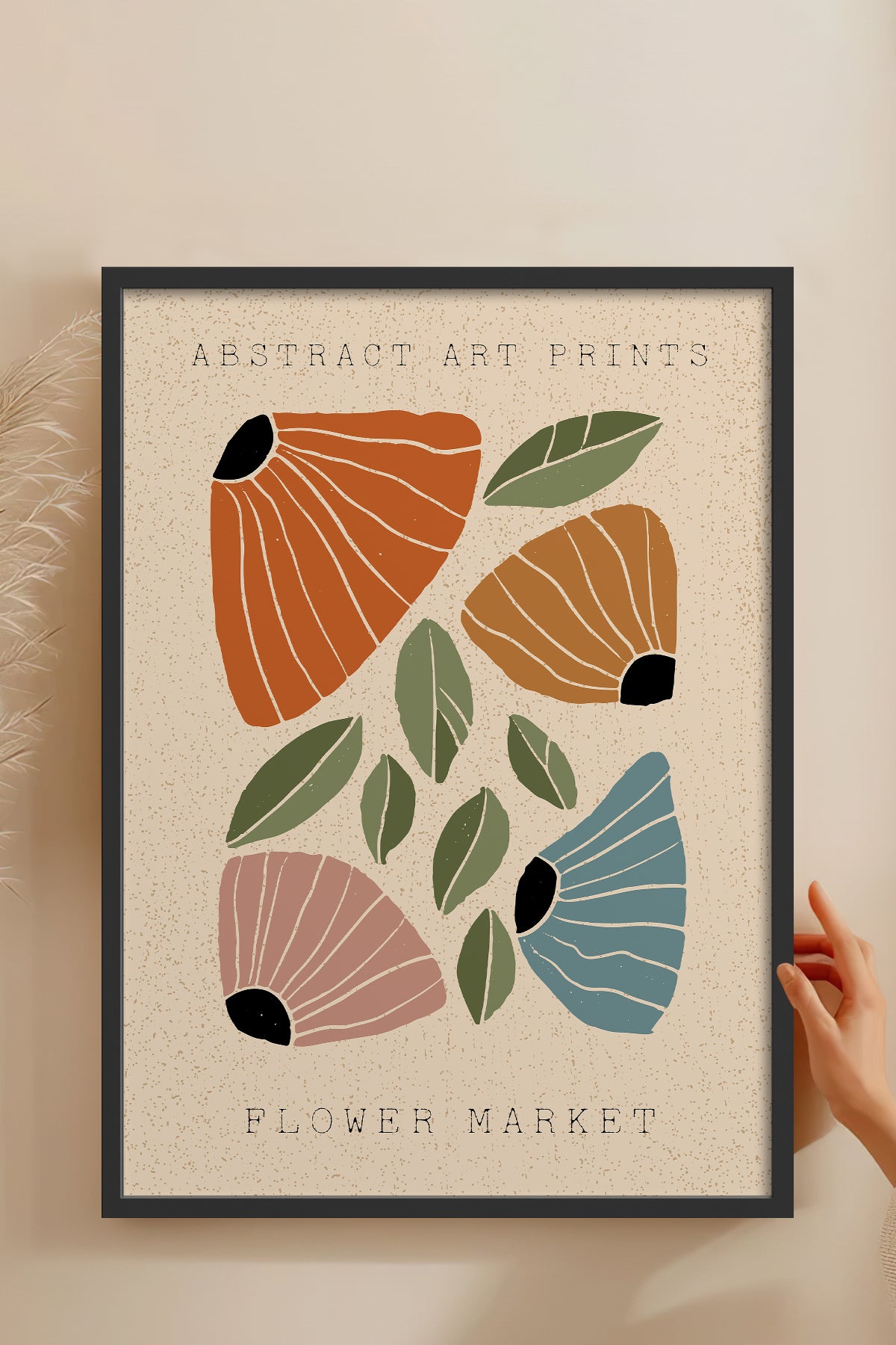 HOMEPACK Ahşap Çerçeveli Tablo Çerçeveli Poster Sanatsal Modern Duvar Dekoru FLOWER-01