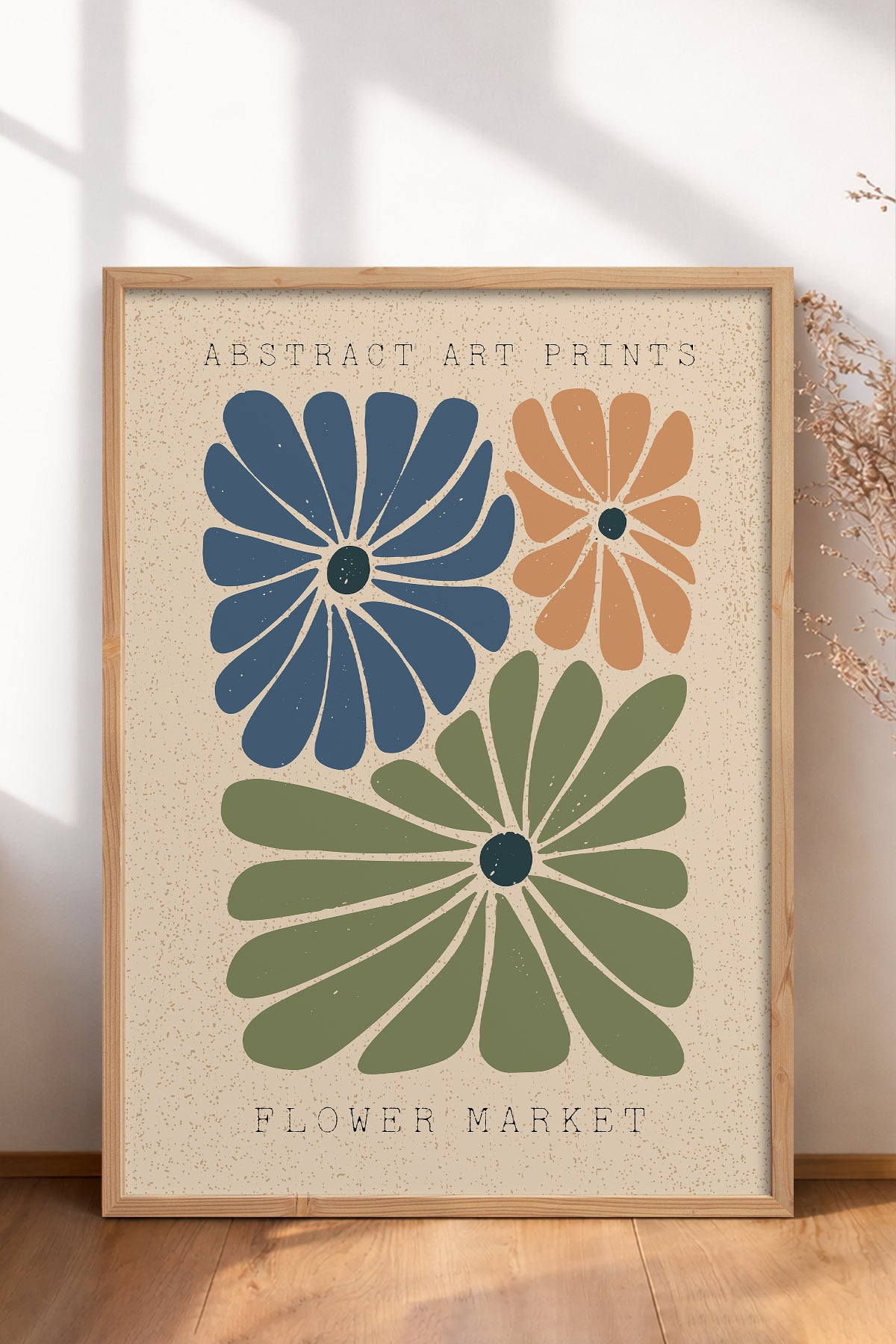 HOMEPACK Ahşap Çerçeveli Tablo Çerçeveli Poster Sanatsal Modern Duvar Dekoru FLOWER-015
