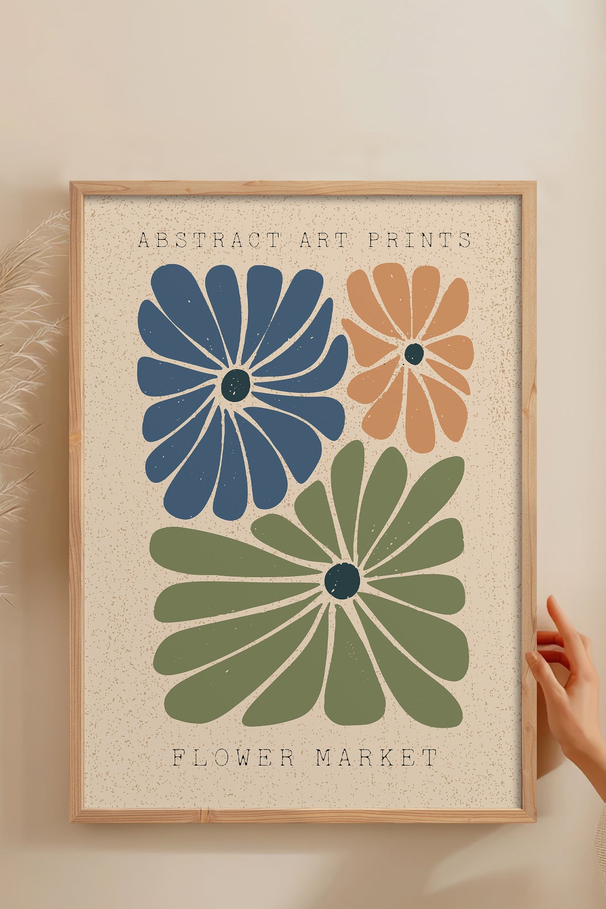 HOMEPACK Ahşap Çerçeveli Tablo Çerçeveli Poster Sanatsal Modern Duvar Dekoru FLOWER-015