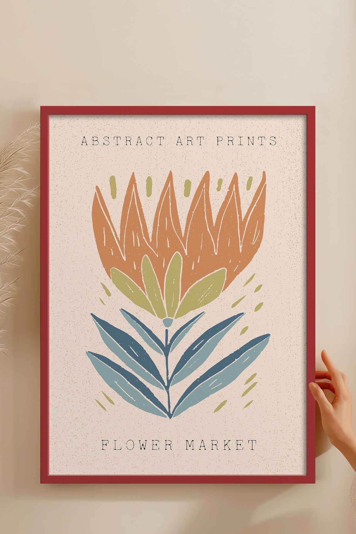 HOMEPACK Ahşap Çerçeveli Tablo Çerçeveli Poster Sanatsal Modern Duvar Dekoru FLOWER-025