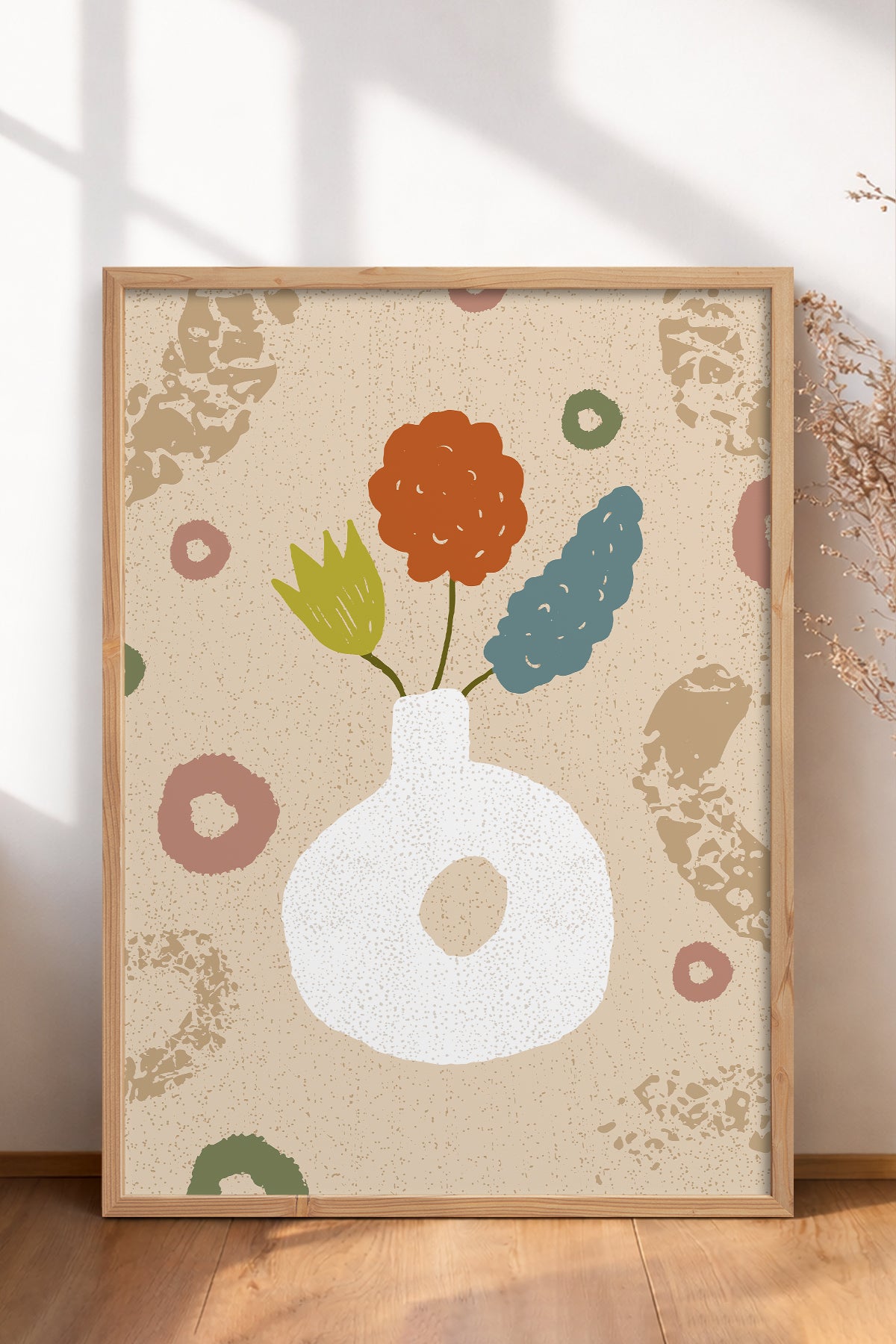 HOMEPACK Ahşap Çerçeveli Tablo Çerçeveli Poster Sanatsal Modern Duvar Dekoru FLOWER-06