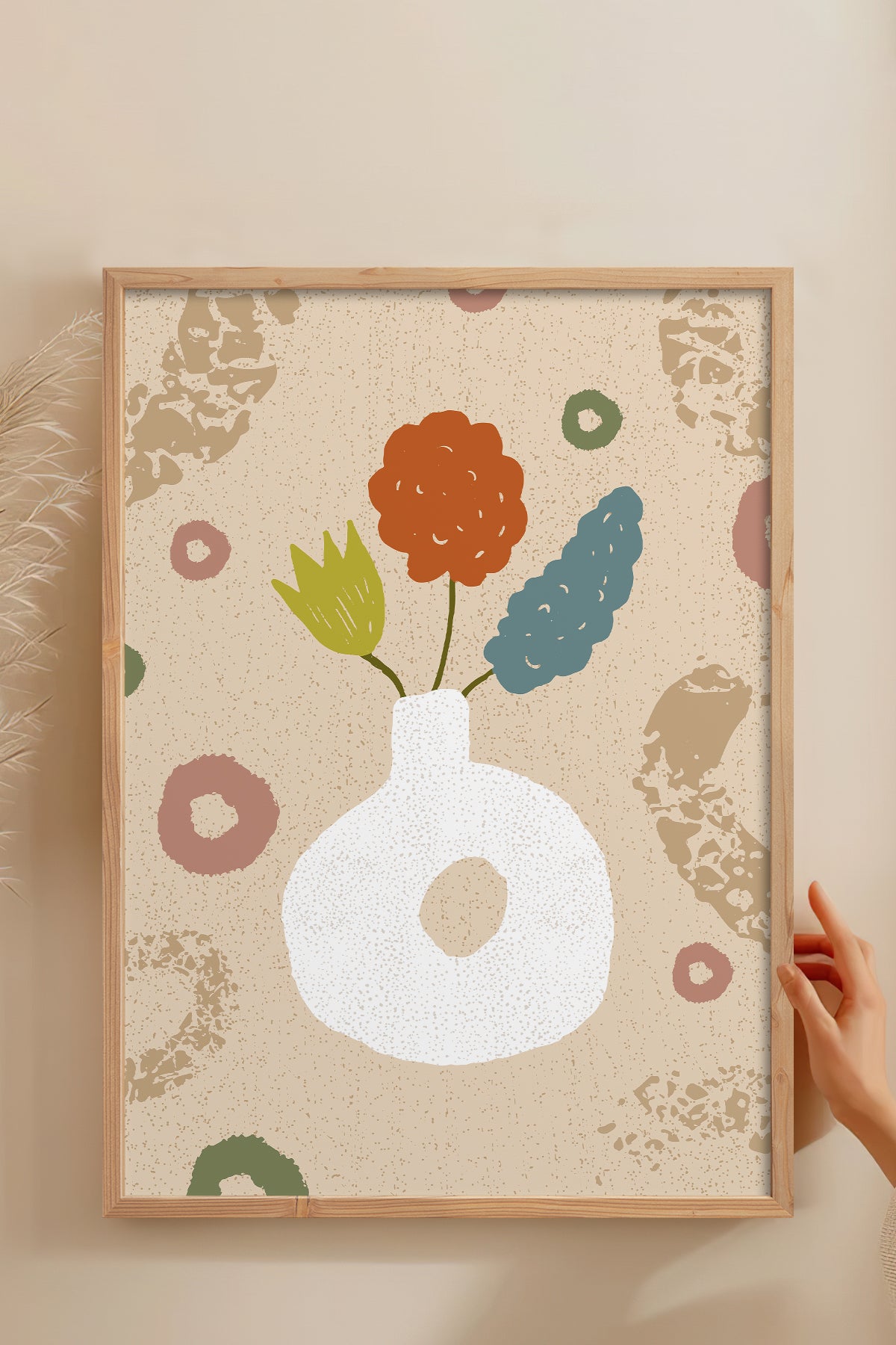 HOMEPACK Ahşap Çerçeveli Tablo Çerçeveli Poster Sanatsal Modern Duvar Dekoru FLOWER-06