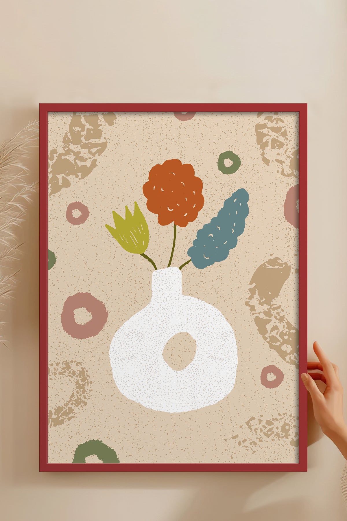 HOMEPACK Ahşap Çerçeveli Tablo Çerçeveli Poster Sanatsal Modern Duvar Dekoru FLOWER-06