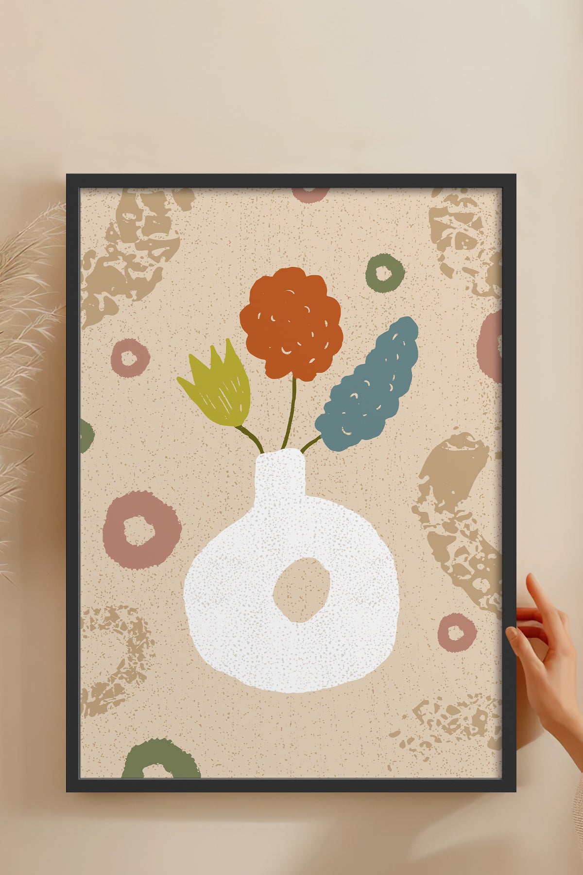 HOMEPACK Ahşap Çerçeveli Tablo Çerçeveli Poster Sanatsal Modern Duvar Dekoru FLOWER-06