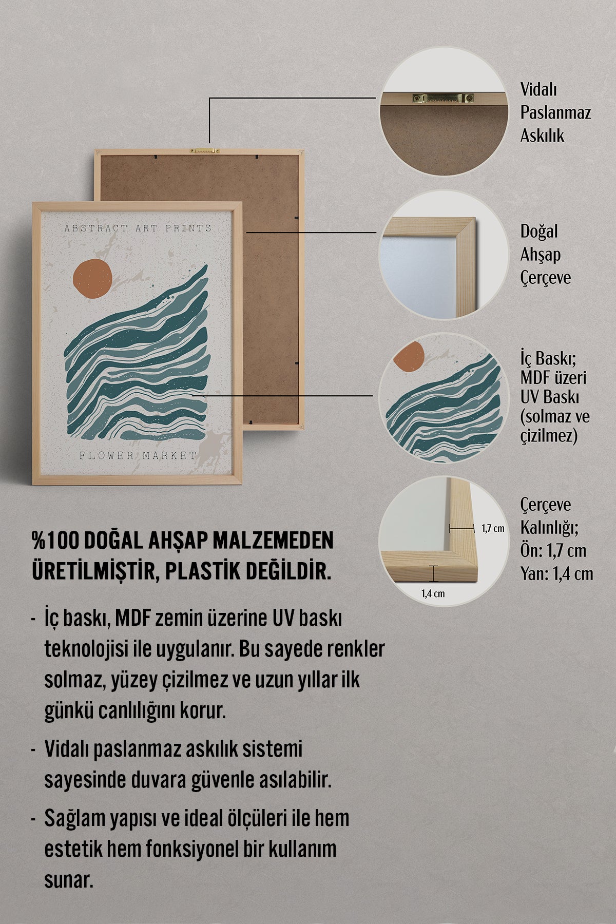 HOMEPACK Ahşap Çerçeveli Tablo Çerçeveli Poster Sanatsal Modern Duvar Dekoru FLOWER-10