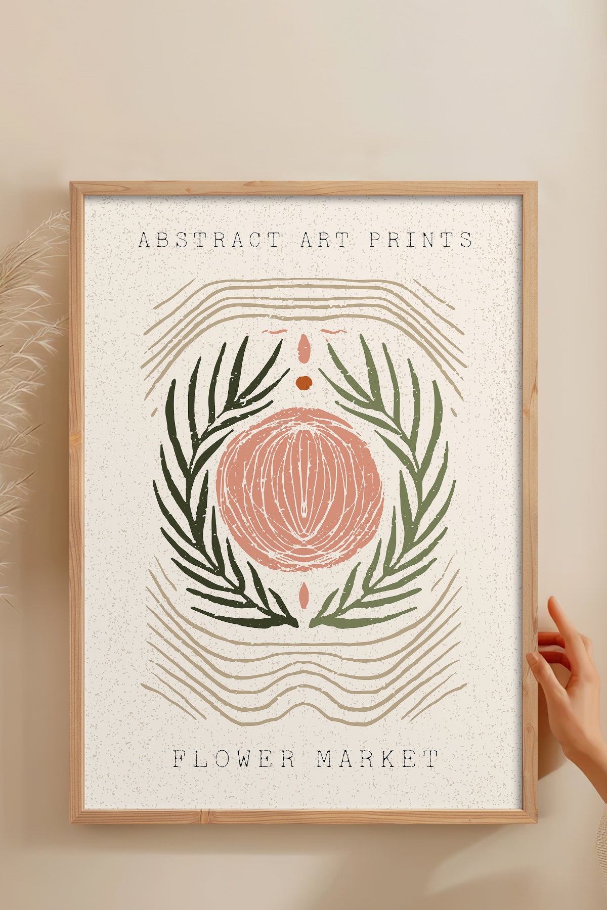 HOMEPACK Ahşap Çerçeveli Tablo Çerçeveli Poster Sanatsal Modern Duvar Dekoru FLOWER-100
