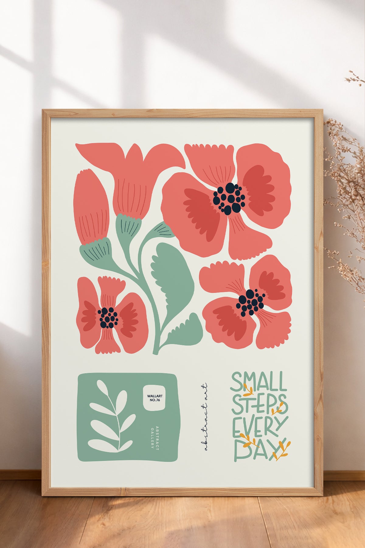 HOMEPACK Ahşap Çerçeveli Tablo Çerçeveli Poster Sanatsal Modern Duvar Dekoru FLOWER-102