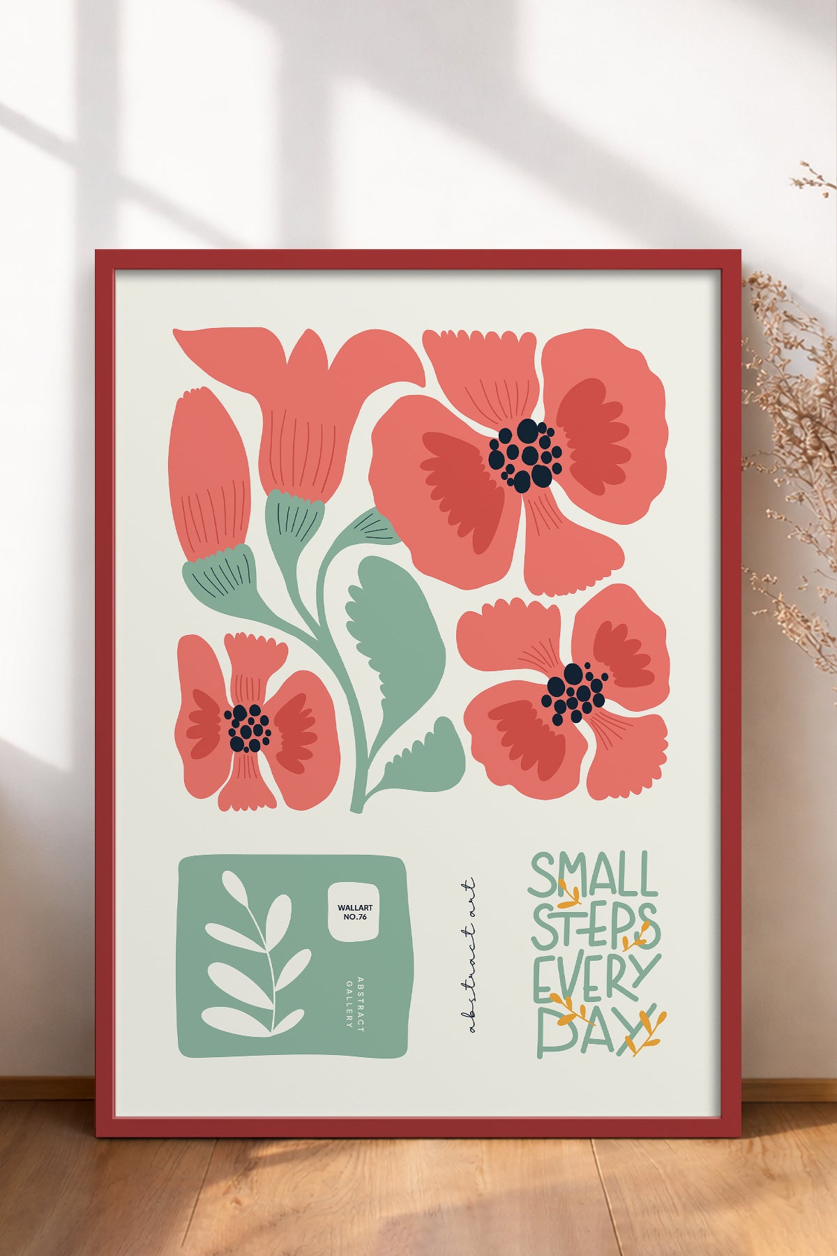 HOMEPACK Ahşap Çerçeveli Tablo Çerçeveli Poster Sanatsal Modern Duvar Dekoru FLOWER-102