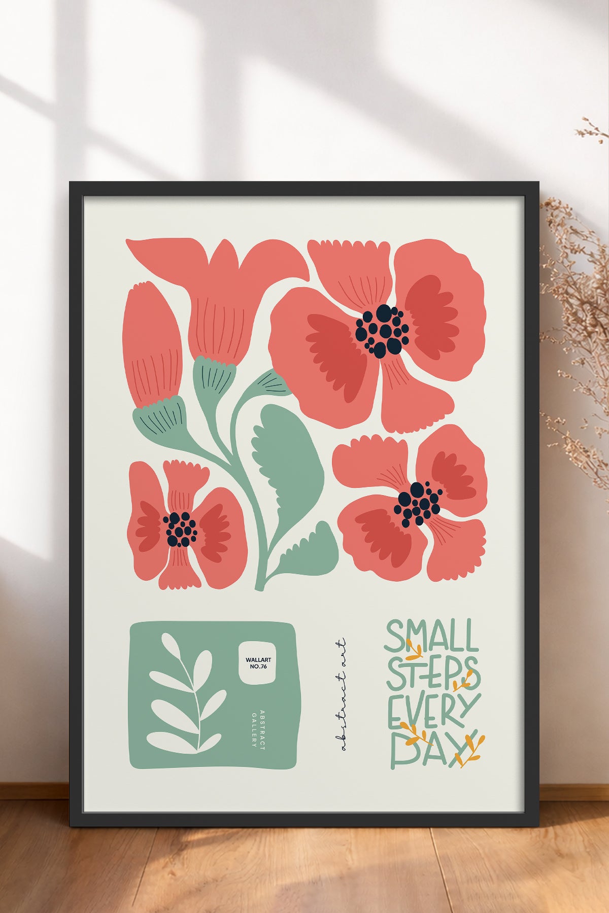 HOMEPACK Ahşap Çerçeveli Tablo Çerçeveli Poster Sanatsal Modern Duvar Dekoru FLOWER-102
