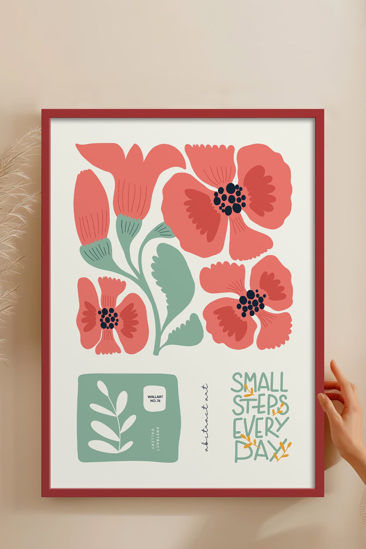 HOMEPACK Ahşap Çerçeveli Tablo Çerçeveli Poster Sanatsal Modern Duvar Dekoru FLOWER-102