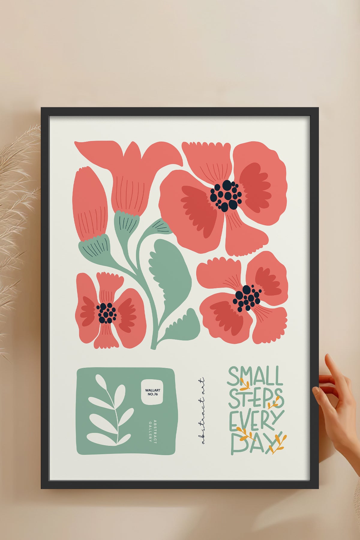 HOMEPACK Ahşap Çerçeveli Tablo Çerçeveli Poster Sanatsal Modern Duvar Dekoru FLOWER-102