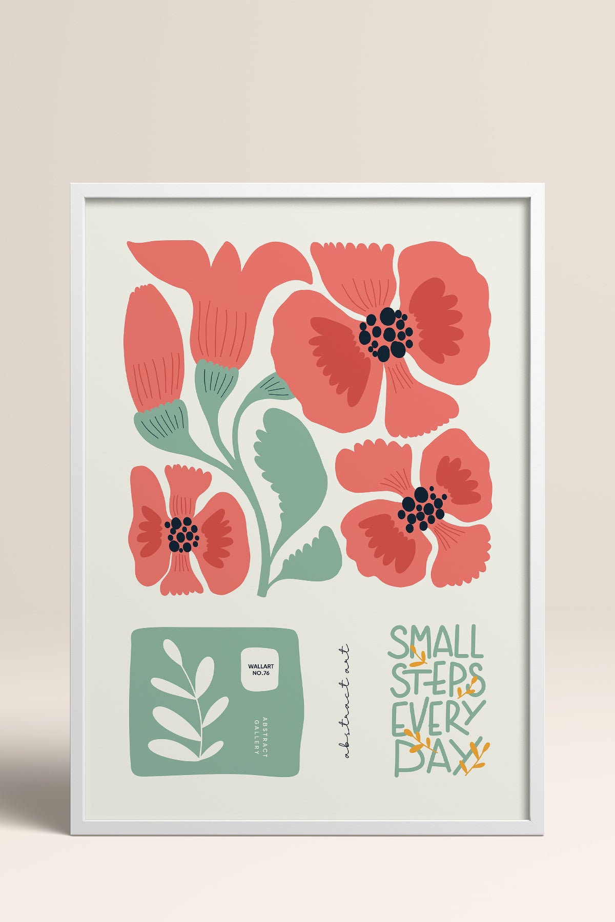 HOMEPACK Ahşap Çerçeveli Tablo Çerçeveli Poster Sanatsal Modern Duvar Dekoru FLOWER-102