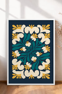 HOMEPACK Ahşap Çerçeveli Tablo Çerçeveli Poster Sanatsal Modern Duvar Dekoru FLOWER-107