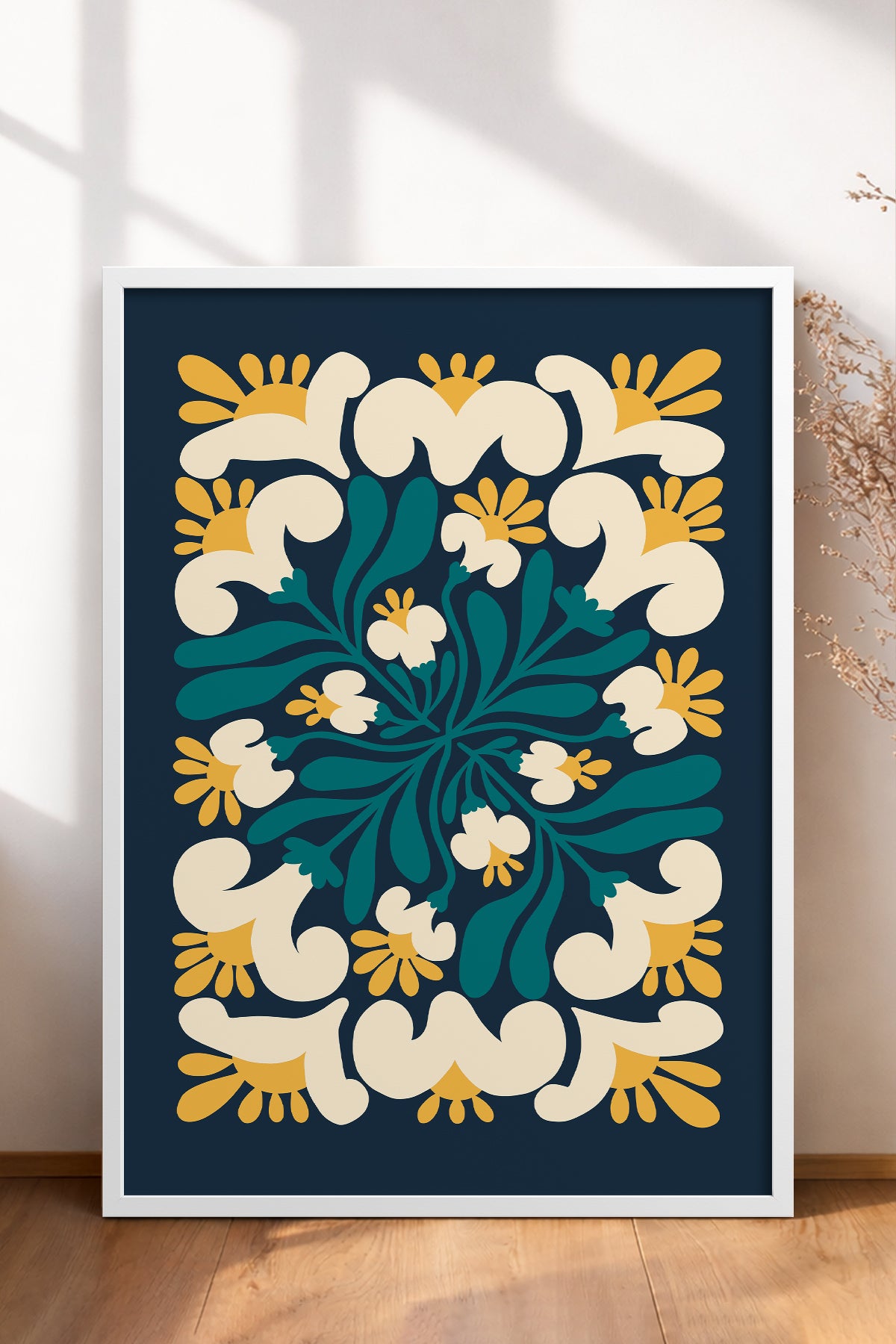 HOMEPACK Ahşap Çerçeveli Tablo Çerçeveli Poster Sanatsal Modern Duvar Dekoru FLOWER-107