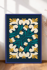 HOMEPACK Ahşap Çerçeveli Tablo Çerçeveli Poster Sanatsal Modern Duvar Dekoru FLOWER-107