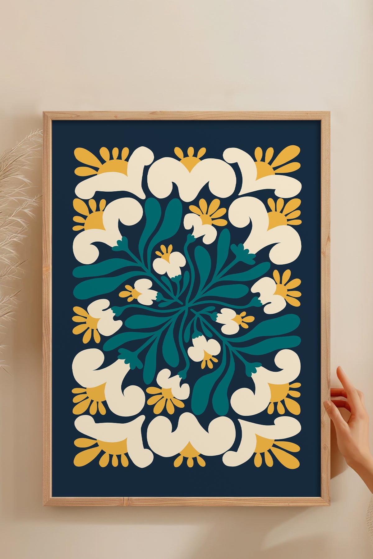 HOMEPACK Ahşap Çerçeveli Tablo Çerçeveli Poster Sanatsal Modern Duvar Dekoru FLOWER-107