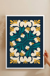 HOMEPACK Ahşap Çerçeveli Tablo Çerçeveli Poster Sanatsal Modern Duvar Dekoru FLOWER-107