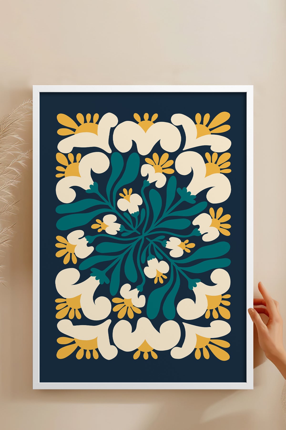 HOMEPACK Ahşap Çerçeveli Tablo Çerçeveli Poster Sanatsal Modern Duvar Dekoru FLOWER-107