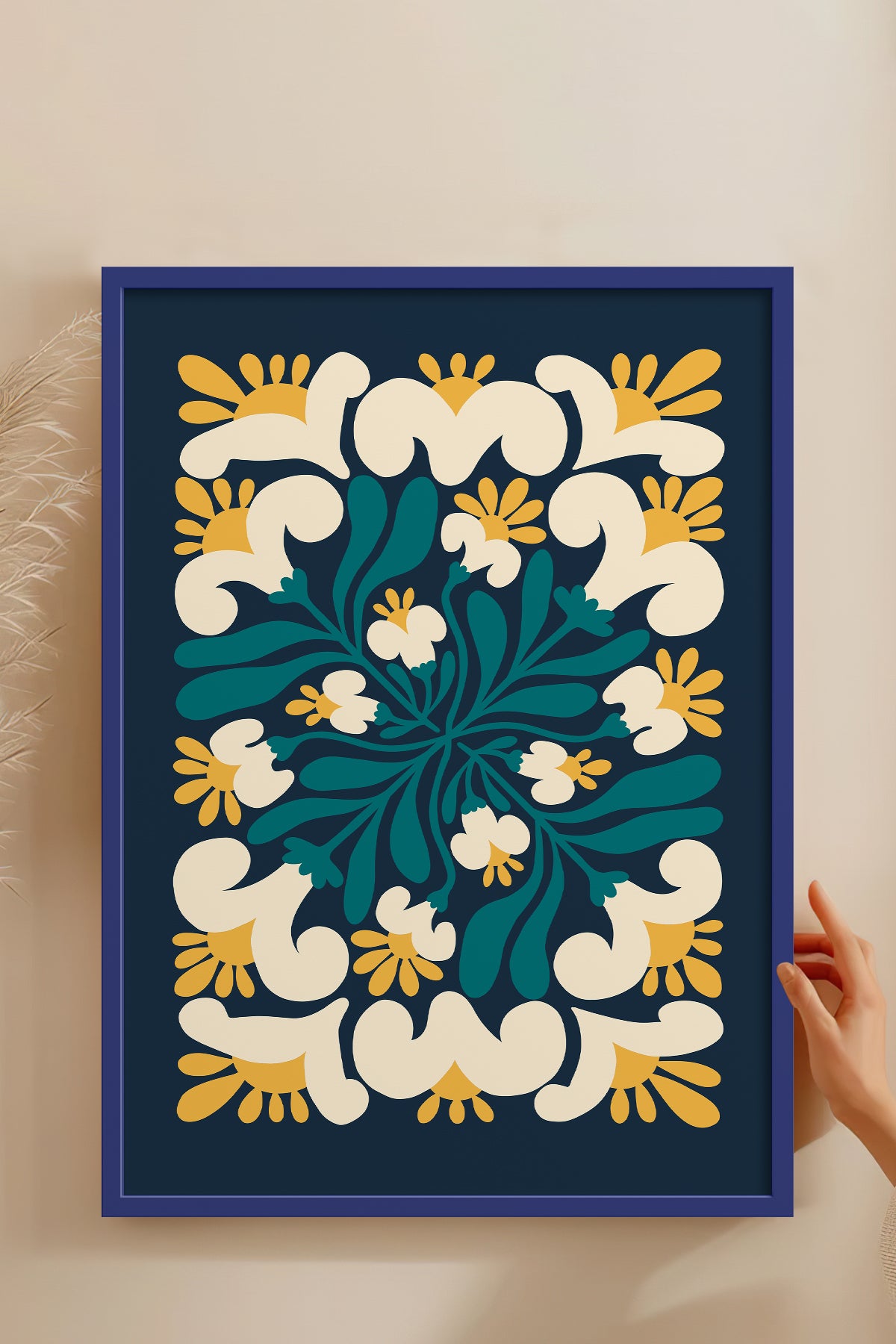 HOMEPACK Ahşap Çerçeveli Tablo Çerçeveli Poster Sanatsal Modern Duvar Dekoru FLOWER-107