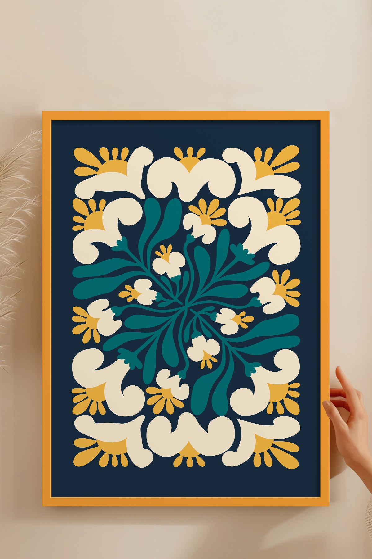 HOMEPACK Ahşap Çerçeveli Tablo Çerçeveli Poster Sanatsal Modern Duvar Dekoru FLOWER-107