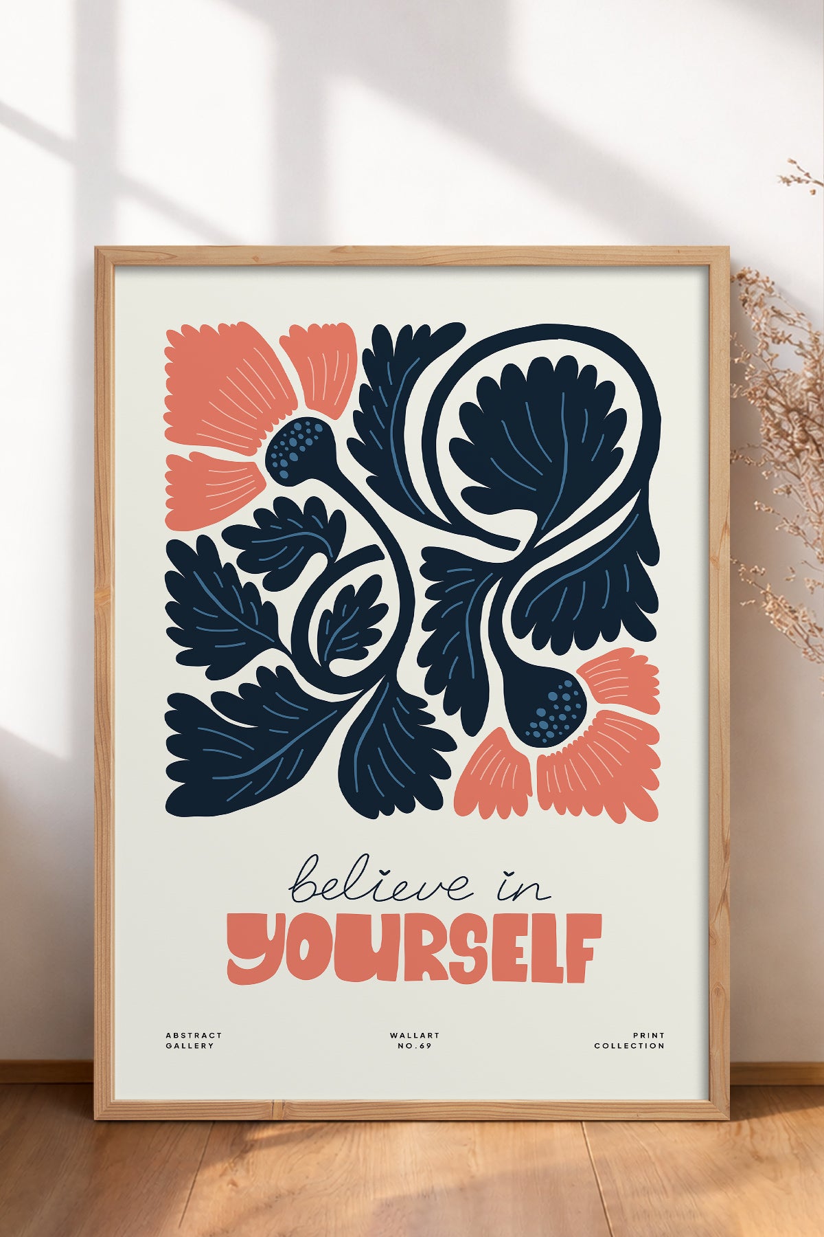 HOMEPACK Ahşap Çerçeveli Tablo Çerçeveli Poster Sanatsal Modern Duvar Dekoru FLOWER-108