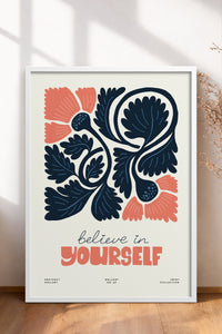 HOMEPACK Ahşap Çerçeveli Tablo Çerçeveli Poster Sanatsal Modern Duvar Dekoru FLOWER-108