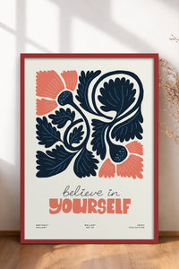 HOMEPACK Ahşap Çerçeveli Tablo Çerçeveli Poster Sanatsal Modern Duvar Dekoru FLOWER-108