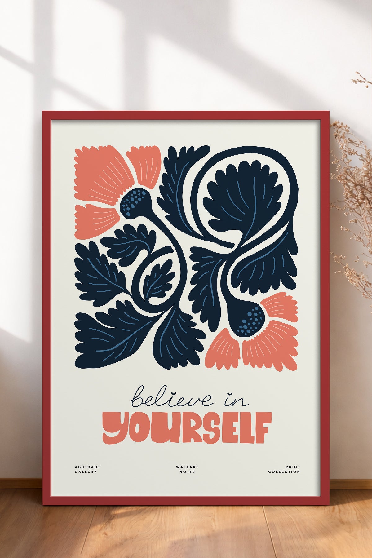 HOMEPACK Ahşap Çerçeveli Tablo Çerçeveli Poster Sanatsal Modern Duvar Dekoru FLOWER-108