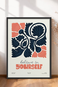 HOMEPACK Ahşap Çerçeveli Tablo Çerçeveli Poster Sanatsal Modern Duvar Dekoru FLOWER-108