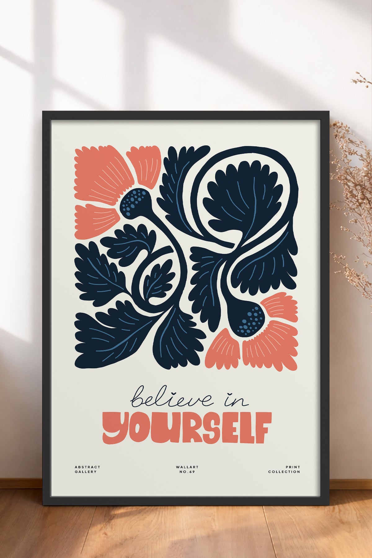 HOMEPACK Ahşap Çerçeveli Tablo Çerçeveli Poster Sanatsal Modern Duvar Dekoru FLOWER-108